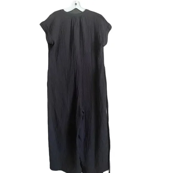 Black Cotton Wide Leg Jumper Jumpsuit Size Medium - Picture 6 of 9